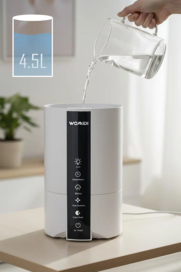Akıllı Ultrasonic Hava Nemlendirici 4.5L Hava Nemlendirici Dijital Ekranlı Kumandalı Kontrol